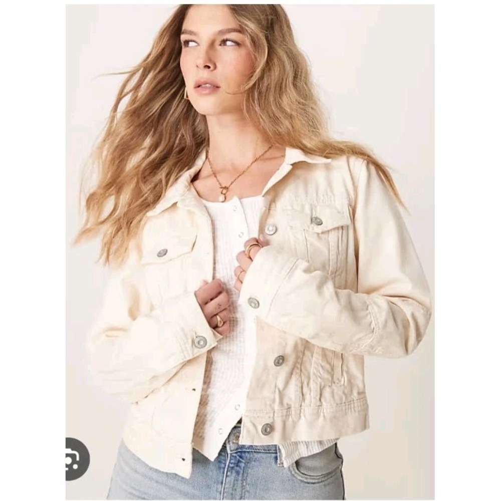 We The Free People Rumors Denim Jean Jacket Womens Size Xs X Small Natural Cream